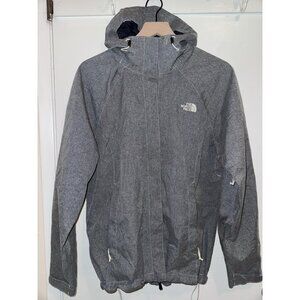 The North Face HyVent 2.5L Rain Jacket Women's Size Large Hooded Heathered Grey